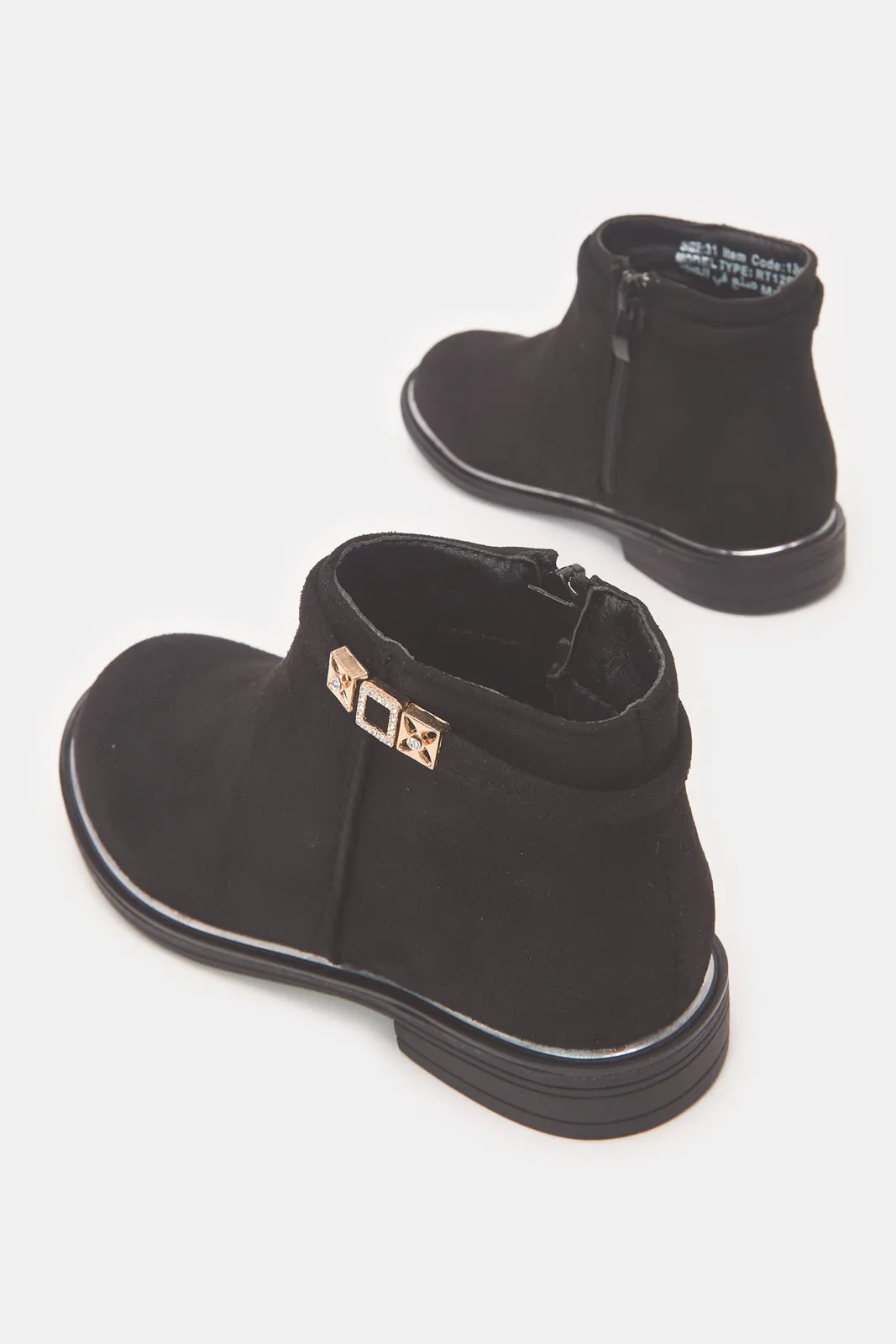 Senior Girls Black Suede Chelsea Boots