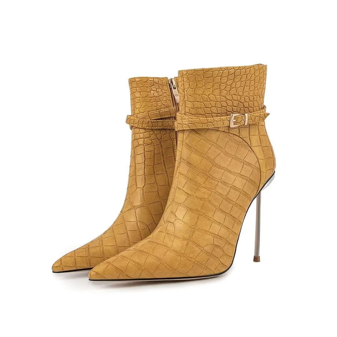 Sky-High Elegance PU Ankle Boots