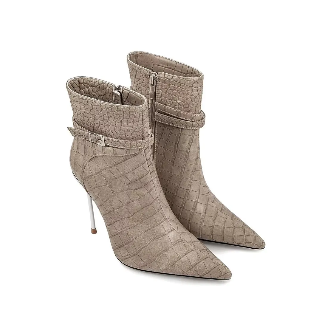 Sky-High Elegance PU Ankle Boots