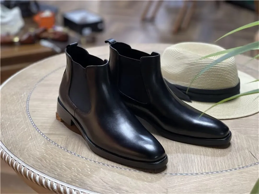 Sleek Ankle Leather Boots for Men