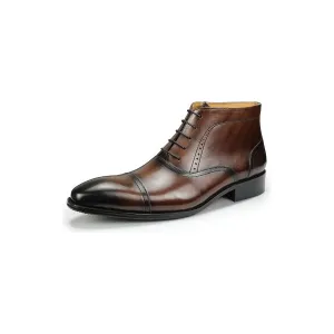 SnakeLux Genuine Leather Ankle Business Dress Boots