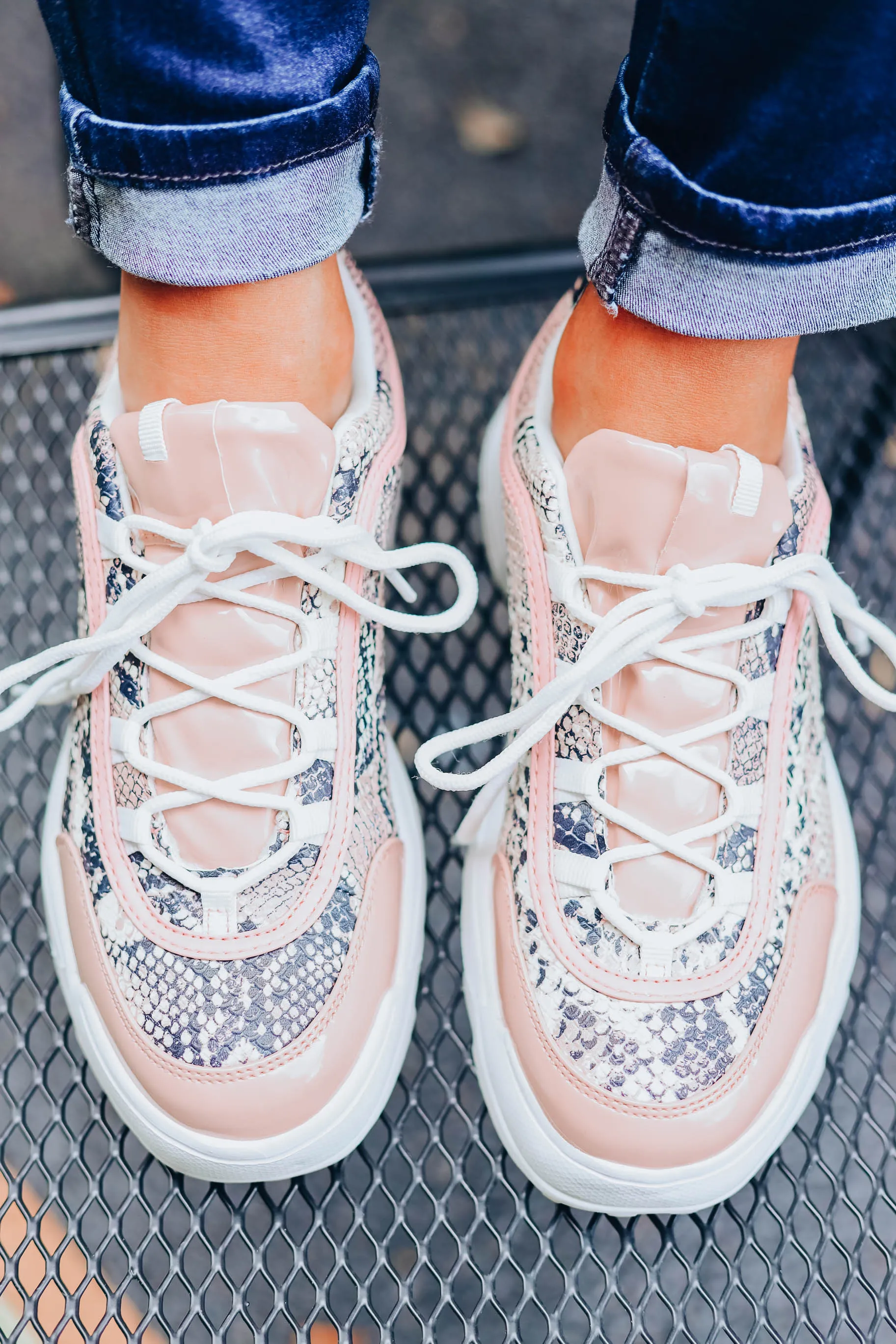 Sneaky Snakeskin Sneakers - Blush