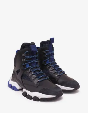 Tristan Black Leather & Mesh High Top Trainers