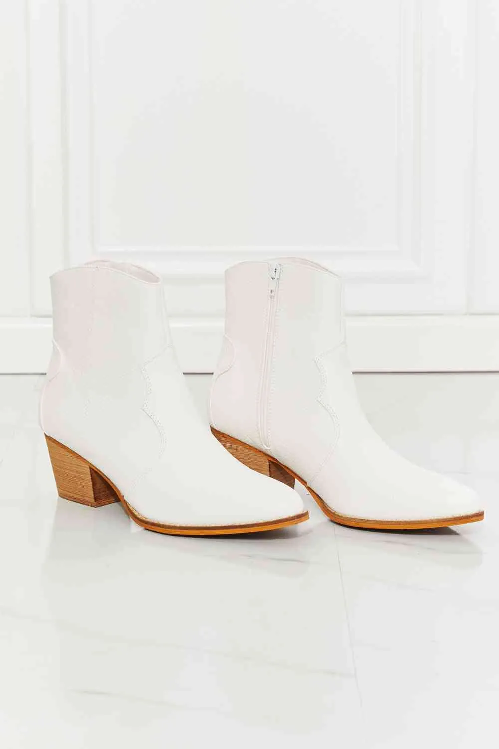 Western Ivory Ankle Vegan Leather Womens Boots