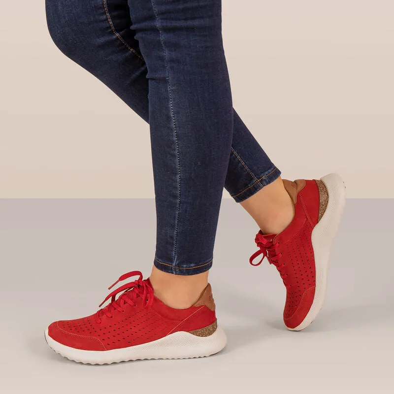 WOMEN'S AETREX LAURA ARCH SUPPORT SNEAKERS | RED