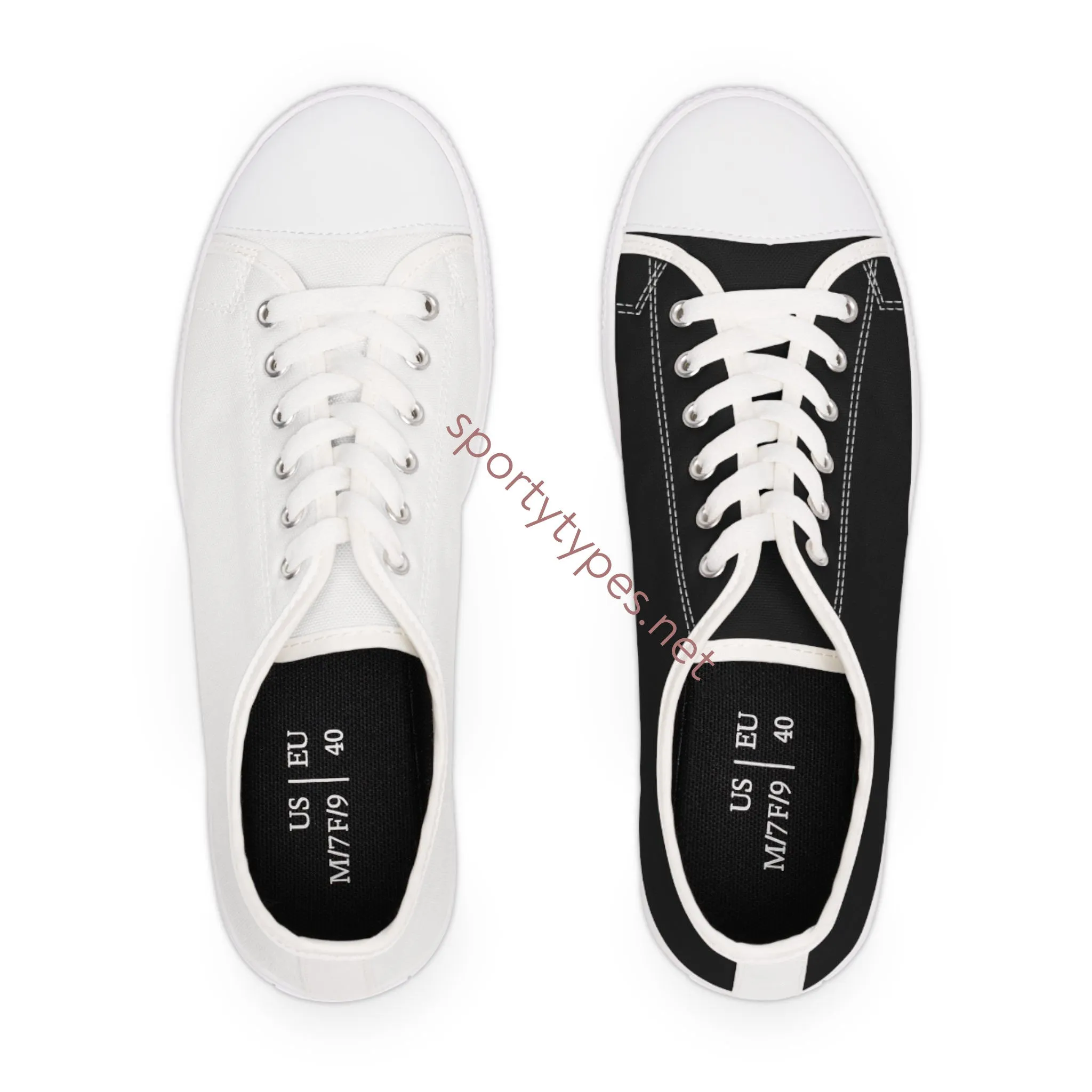 Women's Black & White Mismatched Low Top Sneakers